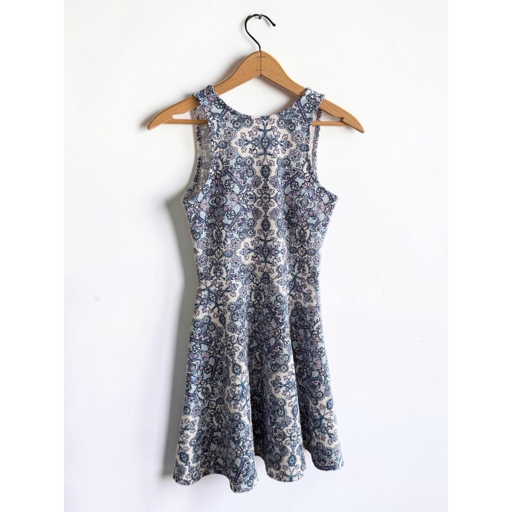 Aeropostale Blue White Floral‎ Sleeveless Fit & Flare Dress Women's XS